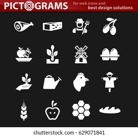 Agriculture and farming icon set for web sites and user interface