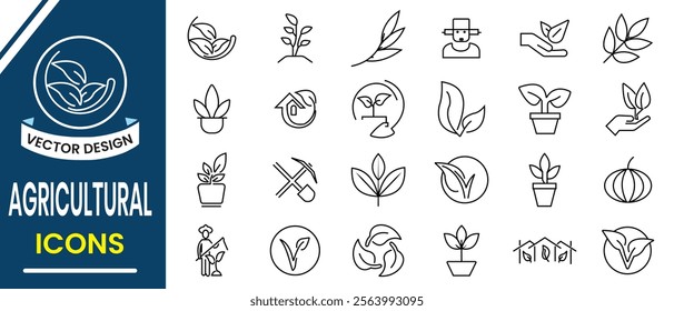 Agriculture and Farming icon symbol and sign. Agriculture and Farming line icon, vector set. Agricultural icon, Farm out line icon set. Vector illustration.