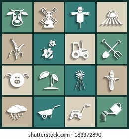 Agriculture and farming icons. Vector illustration