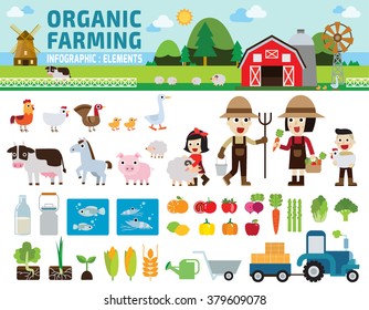 Agriculture and Farming.
infographic elements concept.
banner header.
flat illustration isolated on white background.
