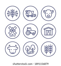 Agriculture And Farming Line Icons