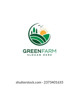 Agriculture and farming logo, Green farm house vector logo template.