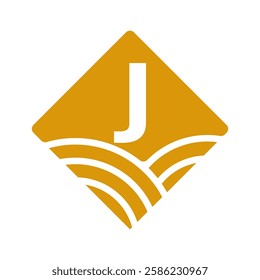 Agriculture and Farming Logo On Letter J Concept For Bakery, Bread, Cake, Cafe, Pastry Symbol