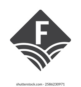 Agriculture and Farming Logo On Letter F Concept For Bakery, Bread, Cake, Cafe, Pastry Symbol