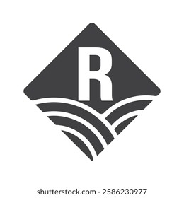 Agriculture and Farming Logo On Letter R Concept For Bakery, Bread, Cake, Cafe, Pastry Symbol