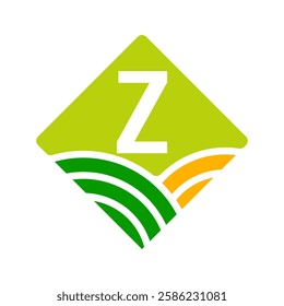 Agriculture and Farming Logo On Letter Z Concept For Bakery, Bread, Cake, Cafe, Pastry Symbol