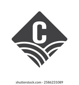 Agriculture and Farming Logo On Letter C Concept For Bakery, Bread, Cake, Cafe, Pastry Symbol