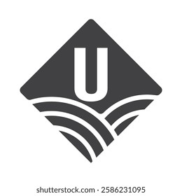 Agriculture and Farming Logo On Letter U Concept For Bakery, Bread, Cake, Cafe, Pastry Symbol