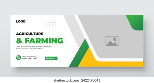 Agriculture farming service cover and  social media post lawn gardening colorful bundle template 