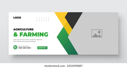 Agriculture farming service cover and  social media post lawn gardening colorful bundle template 