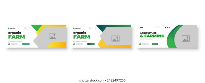 Agriculture farming service cover and  social media post lawn gardening colorful bundle template 