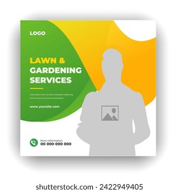 
Agriculture farming service cover and  social media post lawn gardening colorful bundle template 