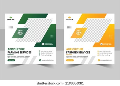 Agriculture Farming Service Social Media Post Banner And Organic Food Farm, Smart Farming, Colorful Farming Concept, Agriculture Flyer, Brochure, Web Banner