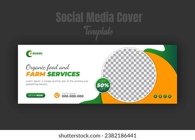 Agriculture and farming service social media cover or post and web banner design template with geometric green gradient color shapes