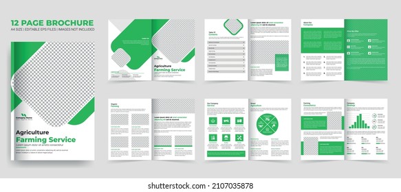 agriculture farming services brochure template, Organic Farm presentation layout, business profile and product catalog