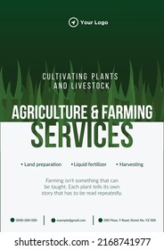 Agriculture and farming services flyer design template. 