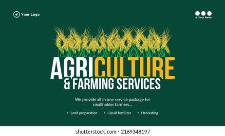 Agriculture and farming services landscape banner design template.