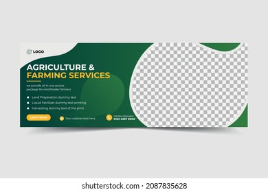 agriculture farming services Social Media cover banner and Web Banner Template. Garden, agro farm, agriculture, farming rice field
