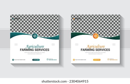 Agriculture farming services social media post banner design. agro farm service social media banner. Organic farming, Lawn gardening, Farming service flyer and social media design.