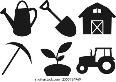 Agriculture And farming silhouette Icons