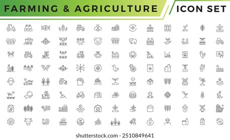 Agricultura e agricultura ícone vetor simples conjunto ilustração