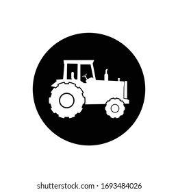 Agriculture, Farming Tractor Rounded Icon. Editable Vector EPS Symbol Illustration.