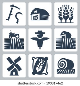 Agriculture and farming vector icons set