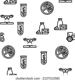 Agriculture Farmland Business Vector Seamless Pattern Thin Line Illustration