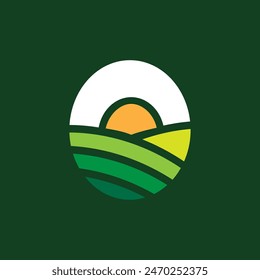 agriculture field circle colorful modern logo design vector