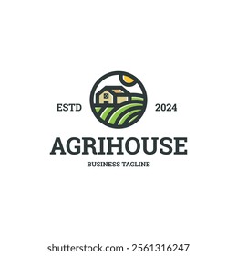 agriculture field house logo vector