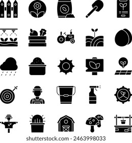 Conjunto de iconos de relleno de agricultura Ilustración vectorial stock