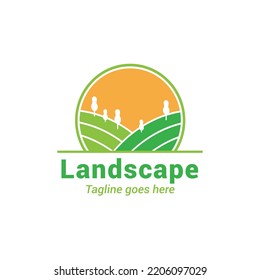 Agriculture garden farm logo design, Landscape Logo