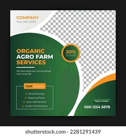 Agriculture and garden service for social media post and banner design