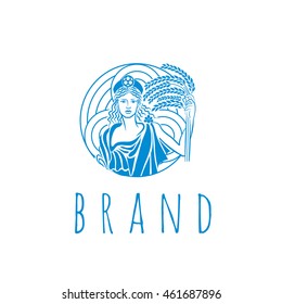 Agriculture goddess vector logo template