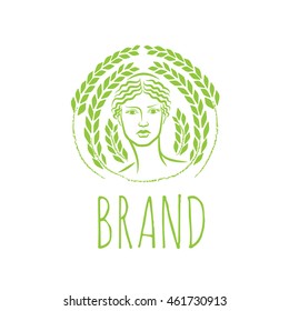 Agriculture goddess vector logo template