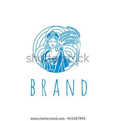 Agriculture goddess vector logo template