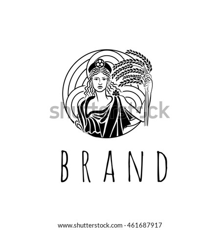 Agriculture goddess vector logo template