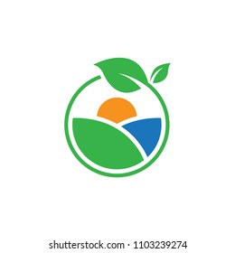 Agriculture or green farm logo design template