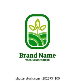 Agriculture green plant farm logo design template