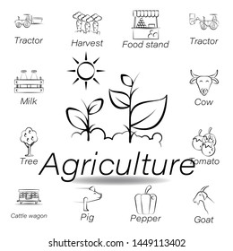 agriculture hand draw icon. Element of farming illustration icons. Signs and symbols can be used for web, logo, mobile app, UI, UX