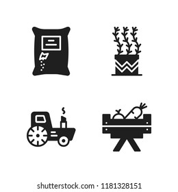 agriculture icon. 4 agriculture vector icons set. tractor, vegetables and seeds icons for web and design about agriculture theme