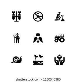 agriculture icon. 9 agriculture set with chemistry, gardening, pesticide and tractor side view vector icons for web and mobile app
