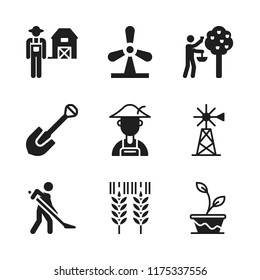 agriculture icon. 9 agriculture vector icons set. shovel, wheat and plant icons for web and design about agriculture theme