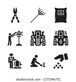 agriculture icon. 9 agriculture vector icons set. shears, farmer and tractor icons for web and design about agriculture theme