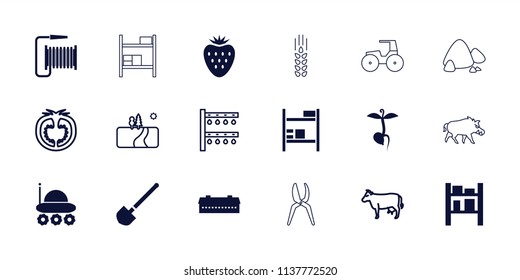 Agriculture icon. collection of 18 agriculture filled and outline icons such as barn, sprout, cargo barn, strawberry, cow. editable agriculture icons for web and mobile.