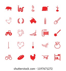 Agriculture icon. collection of 25 agriculture filled and outline icons such as bread, hog, goat, chicken, shovel, hoe. editable agriculture icons for web and mobile.