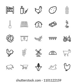 Agriculture icon. collection of 25 agriculture outline icons such as chicken, potato, cabbage, corn, tractor, barn, mill. editable agriculture icons for web and mobile.
