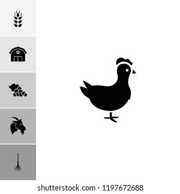Agriculture icon. collection of 6 agriculture filled icons such as wheat, rake, chicken, goat, barn. editable agriculture icons for web and mobile.
