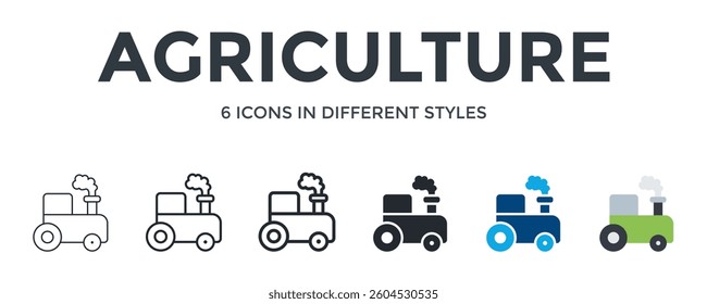Agriculture Icon In Different Style Vector Illustration. Designed In Thin Line, Regular Line, Bold Line, Glyph, Color Fill, And Flat Style Can Be Used For Web