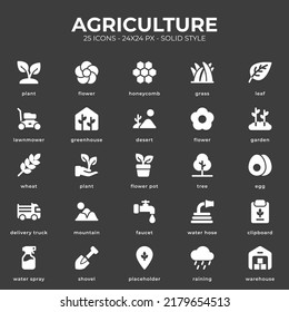 Agriculture icon pack with black color